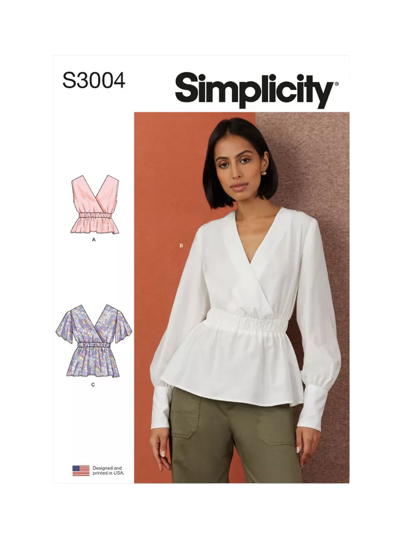Simplicity S3004 Misses Tops sewing pattern, UK version