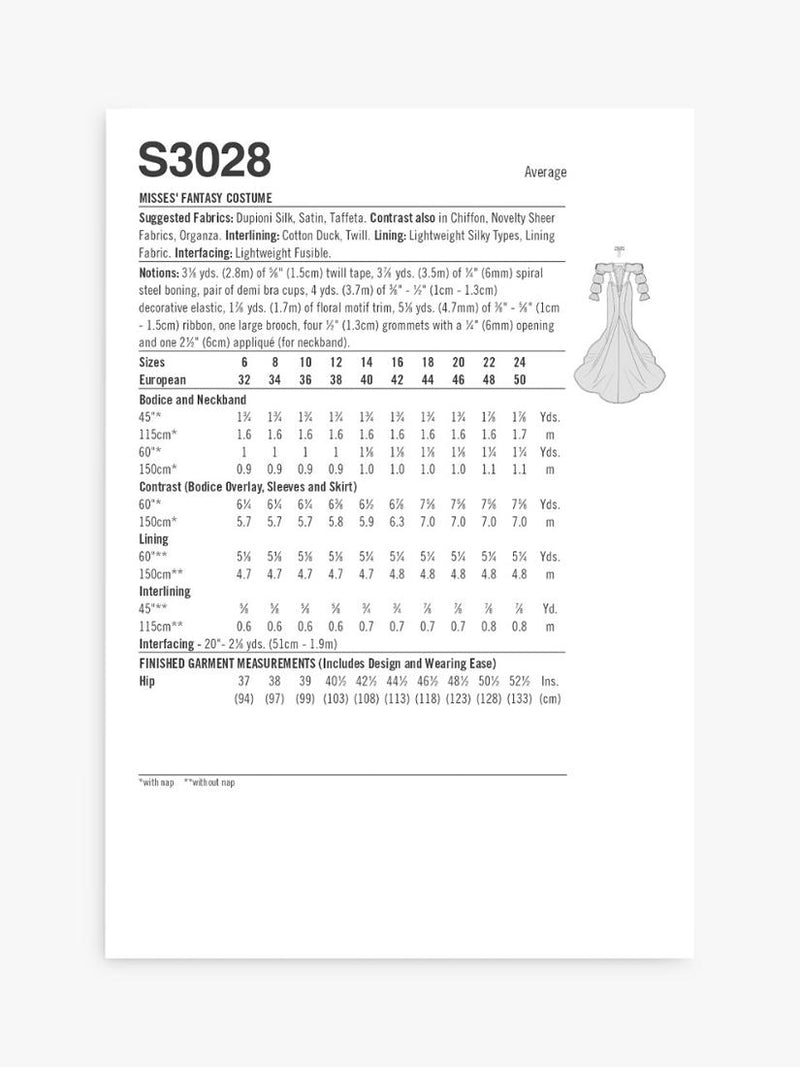 Simplicity water fairy costume sewing pattern S3028, imported from the UK