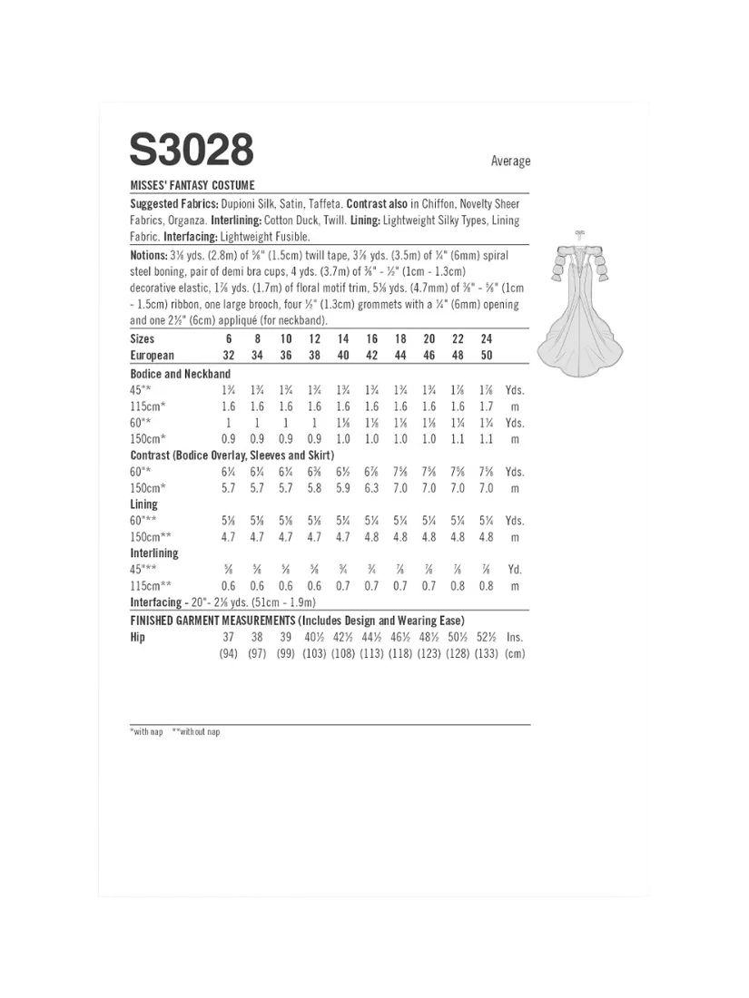 Simplicity water fairy costume sewing pattern S3028, imported from the UK