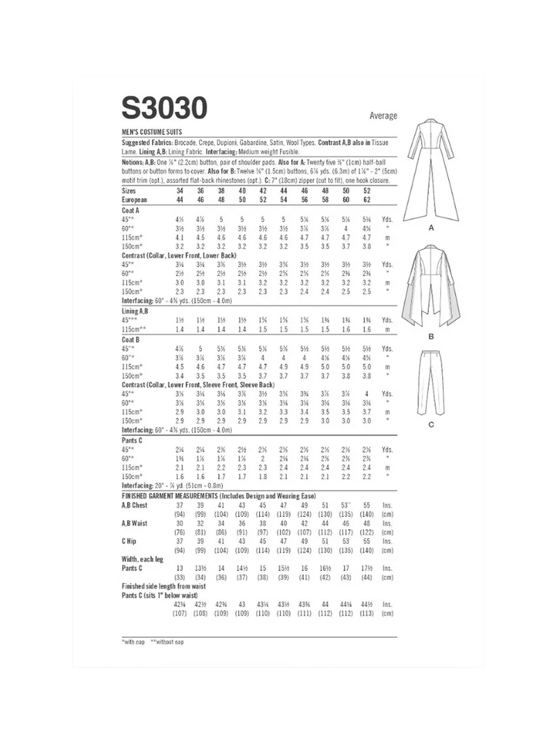 Simplicity dramatic suits sewing pattern S3030 - British product