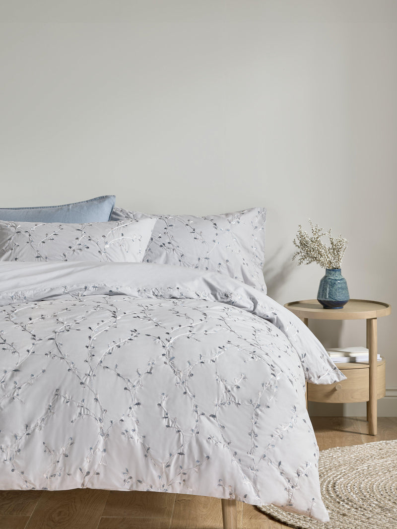 John Lewis Willow Trail bestickte Bettwäsche-Garnitur Doppelbett, importiert aus dem Vereinigten Königreich