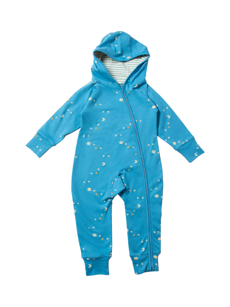 Little Green Radicals Baby Dawn Adaptive Reversible Hooded Snuggle Suit, Blue/Multi