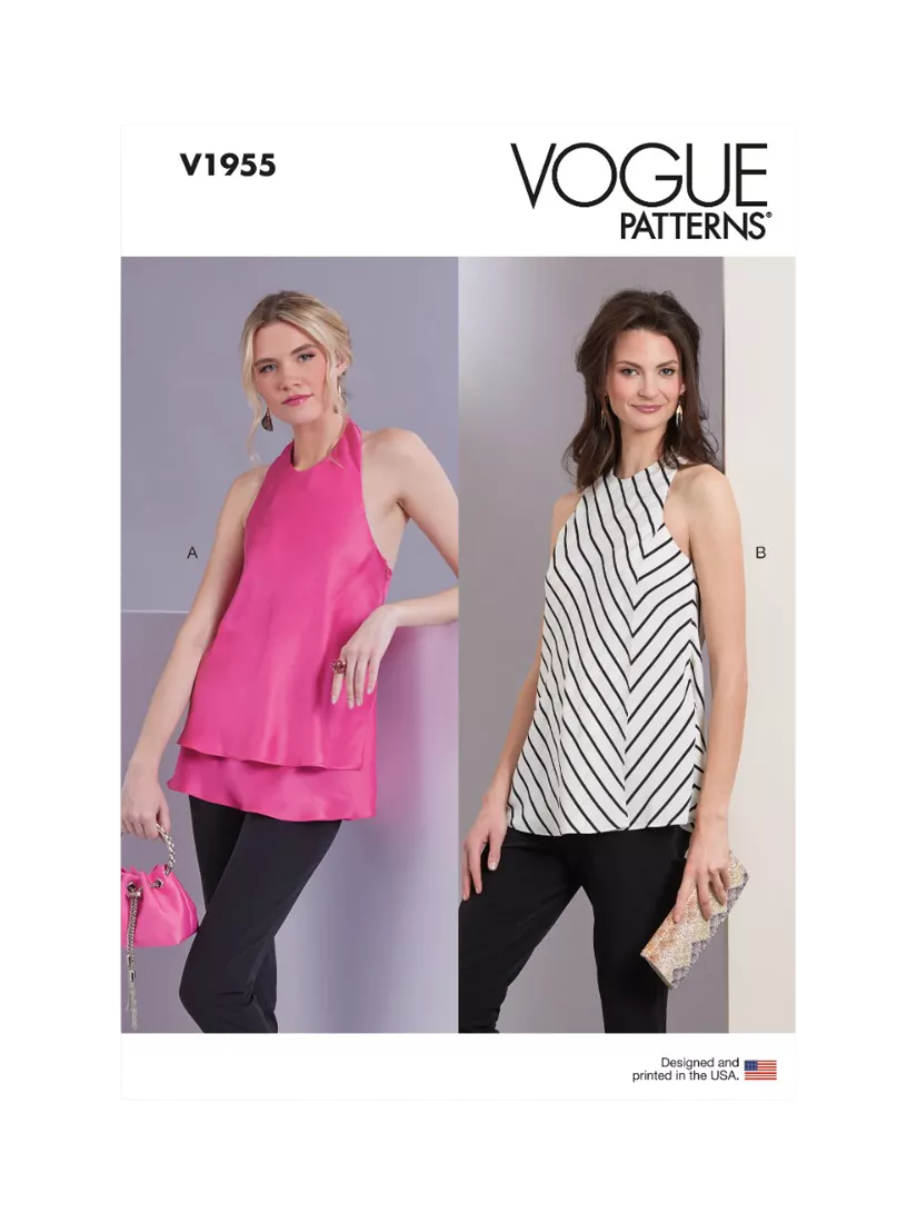 Simplicity sewing pattern V1955 bias cut tops, imported from the UK