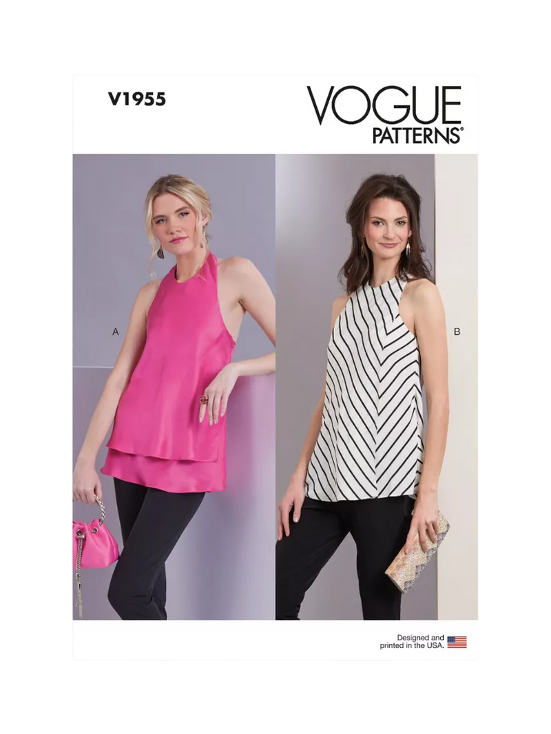 Simplicity sewing pattern V1955 bias cut tops, imported from the UK