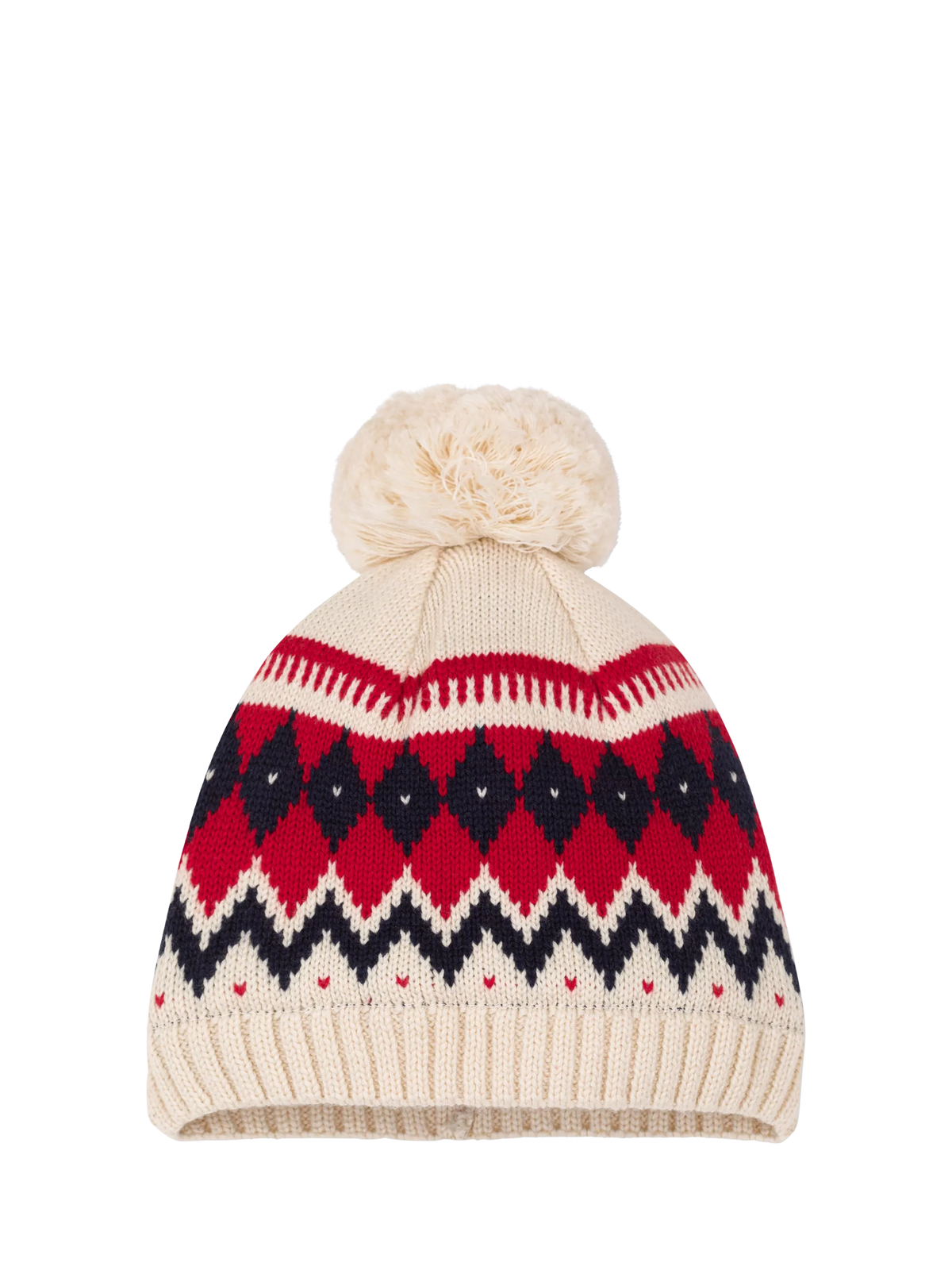 Petit Bateau Baby Wool Blend Bobble Hat, Avalanche/Multi - 3-6 months