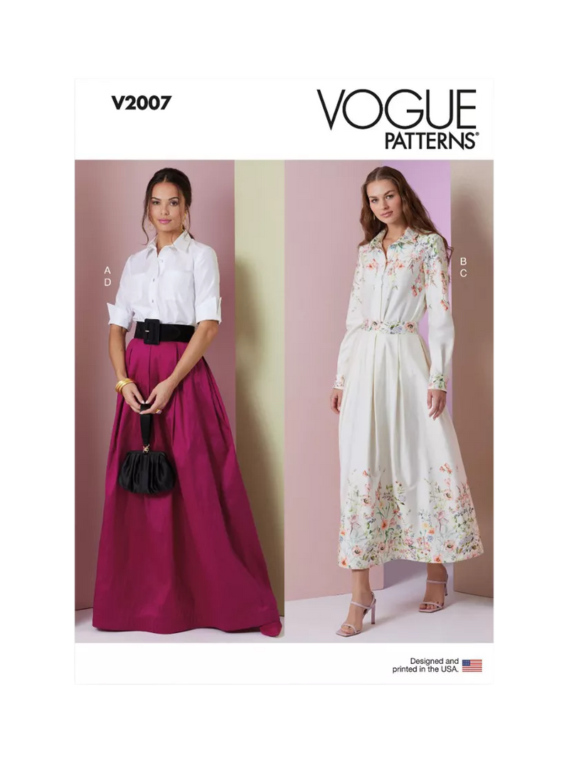 Simplicity V2007 button front shirts and skirts sewing pattern, imported from the UK