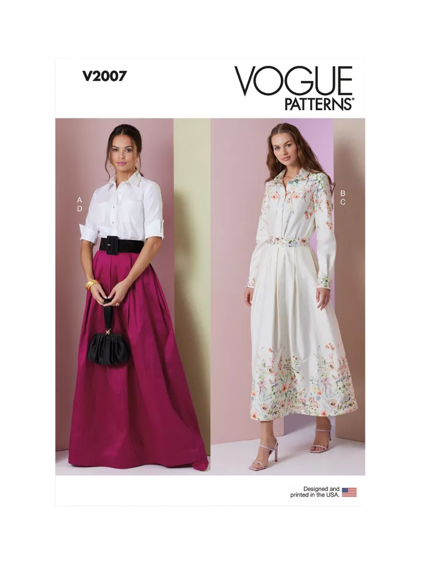 Simplicity V2007 button front shirts and skirts sewing pattern, imported from the UK