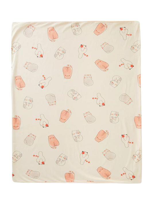 Benetton Baby Cat Print Chenille Blanket, Light Powder