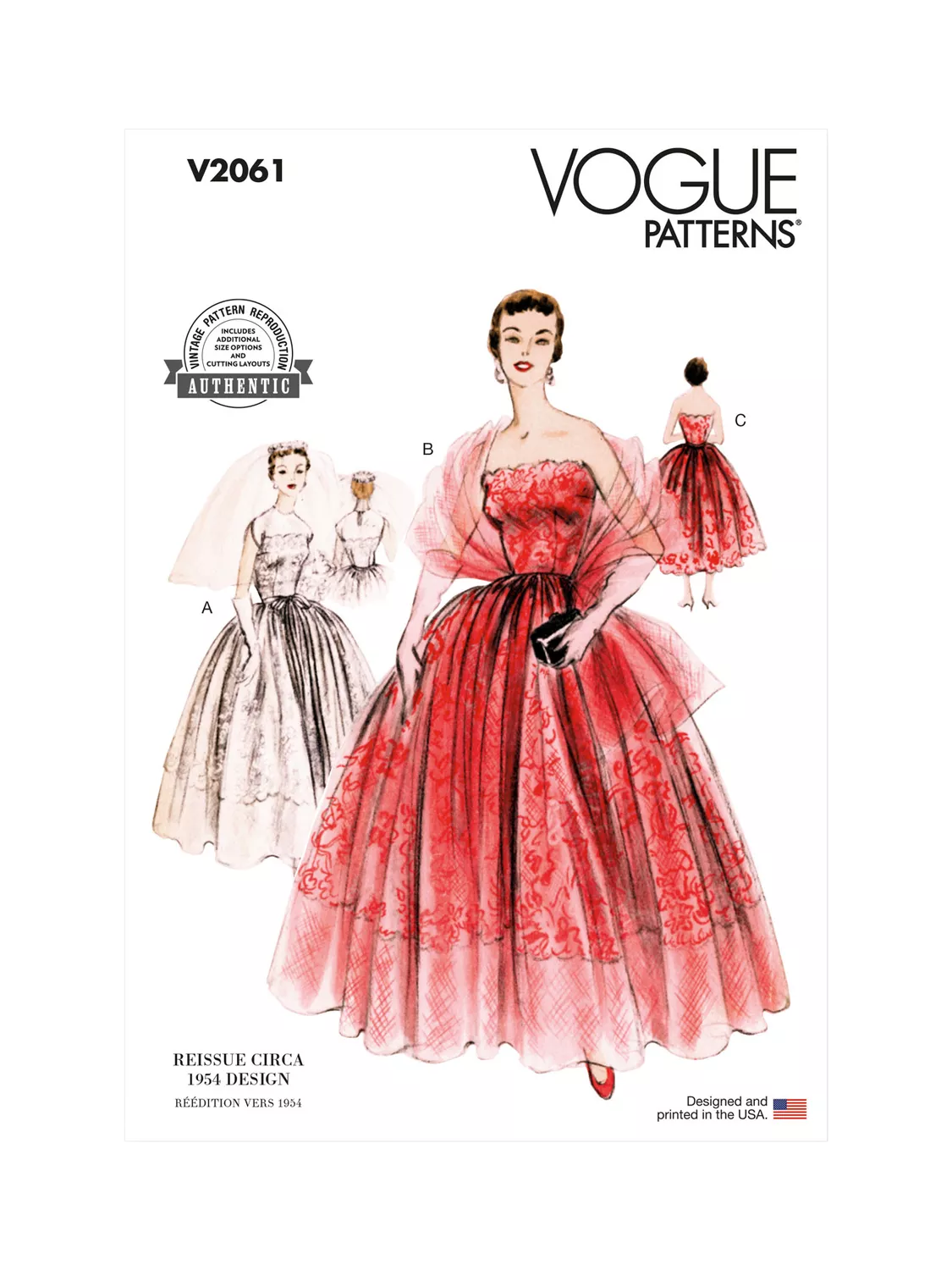 Simplicity sewing pattern Vogue Vintage V2061, imported from the UK
