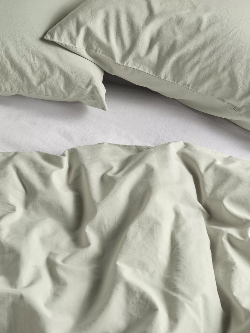 Bedfolk Relaxed Cotton Bedding, Sage, Standard Pillowcase Pair