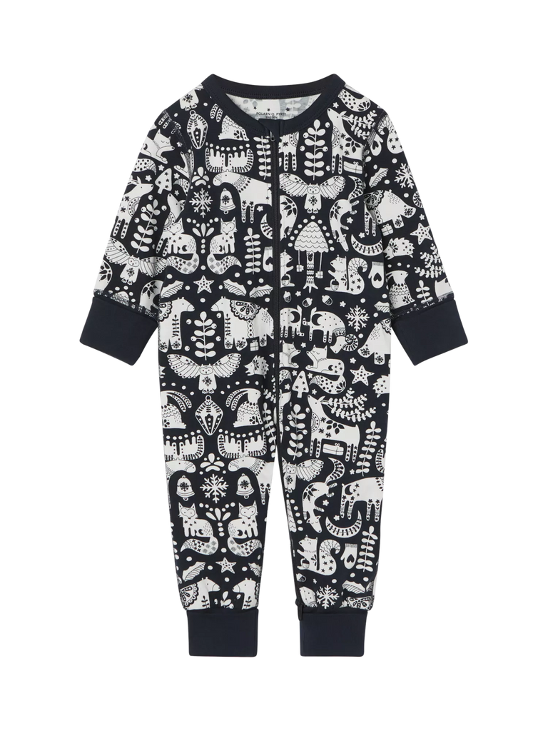 Polarn O. Pyret Kids' Nordic  Animal Sleepsuit, Blue