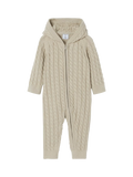 Polarn O. Pyret Baby Organic Cotton Cable Knit All In One Romper, Natural