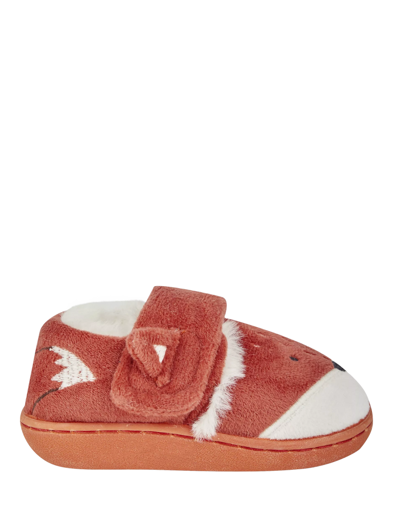 JoJo Maman Bébé Kids' Fox Easy-On Slipper Shoes, Rust