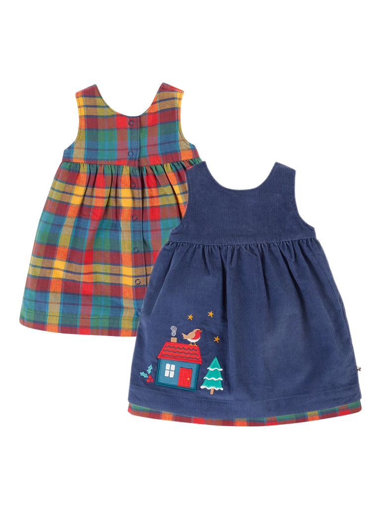 Frugi Kids' Inara Cord Dress, Navy/Multi