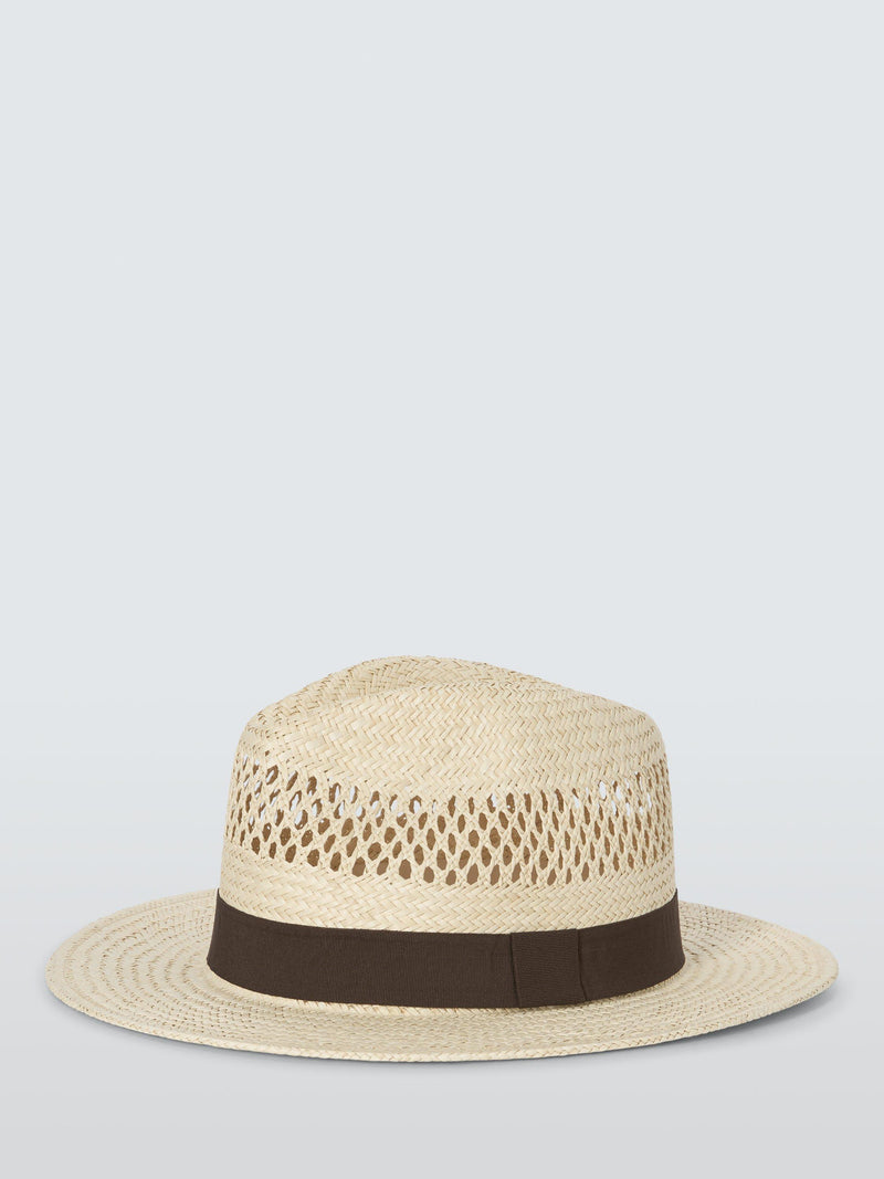 John Lewis Natural Straw Fedora Wide Brim Hat (British brand)