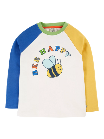 بلوزة راجلان تمار للأطفال من Frugi، أبيض ناعم/حب السعادة من John Lewis