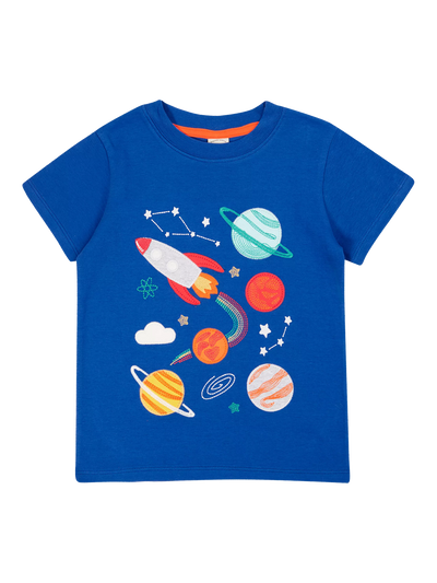John Lewis Frugi Baby Little Applique Top, Blue