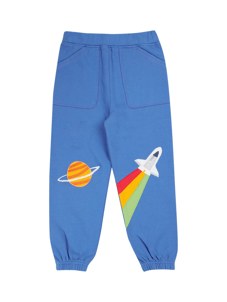 Frugi Kids' Applique Joggers, Blue/Multi