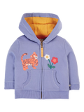 Frugi Kids' Carbis Organic Cotton Zip Up Hoodie, Grape/Tiger