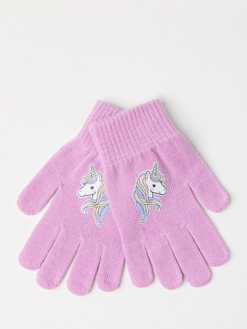 Lindex kids unicorn beanie hat gloves set light lilac - British product
