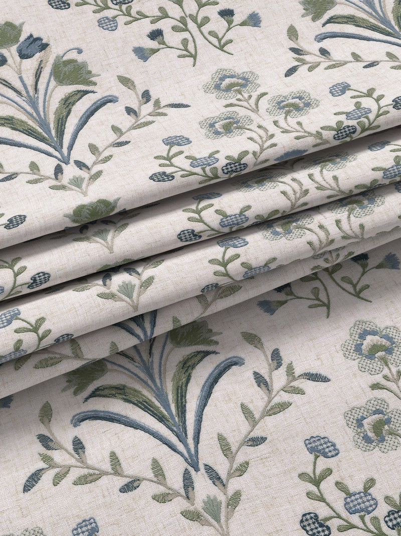 John Lewis Tulipa curtains Lake Blue embroidered - imported from the UK