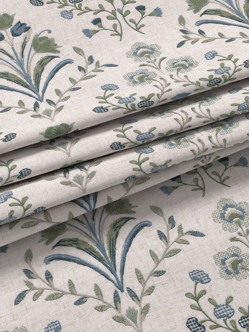 John Lewis Tulipa curtains Lake Blue embroidered - imported from the UK