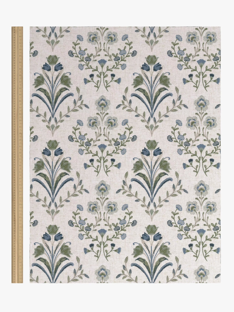 John Lewis Tulipa curtains Lake Blue embroidered - imported from the UK