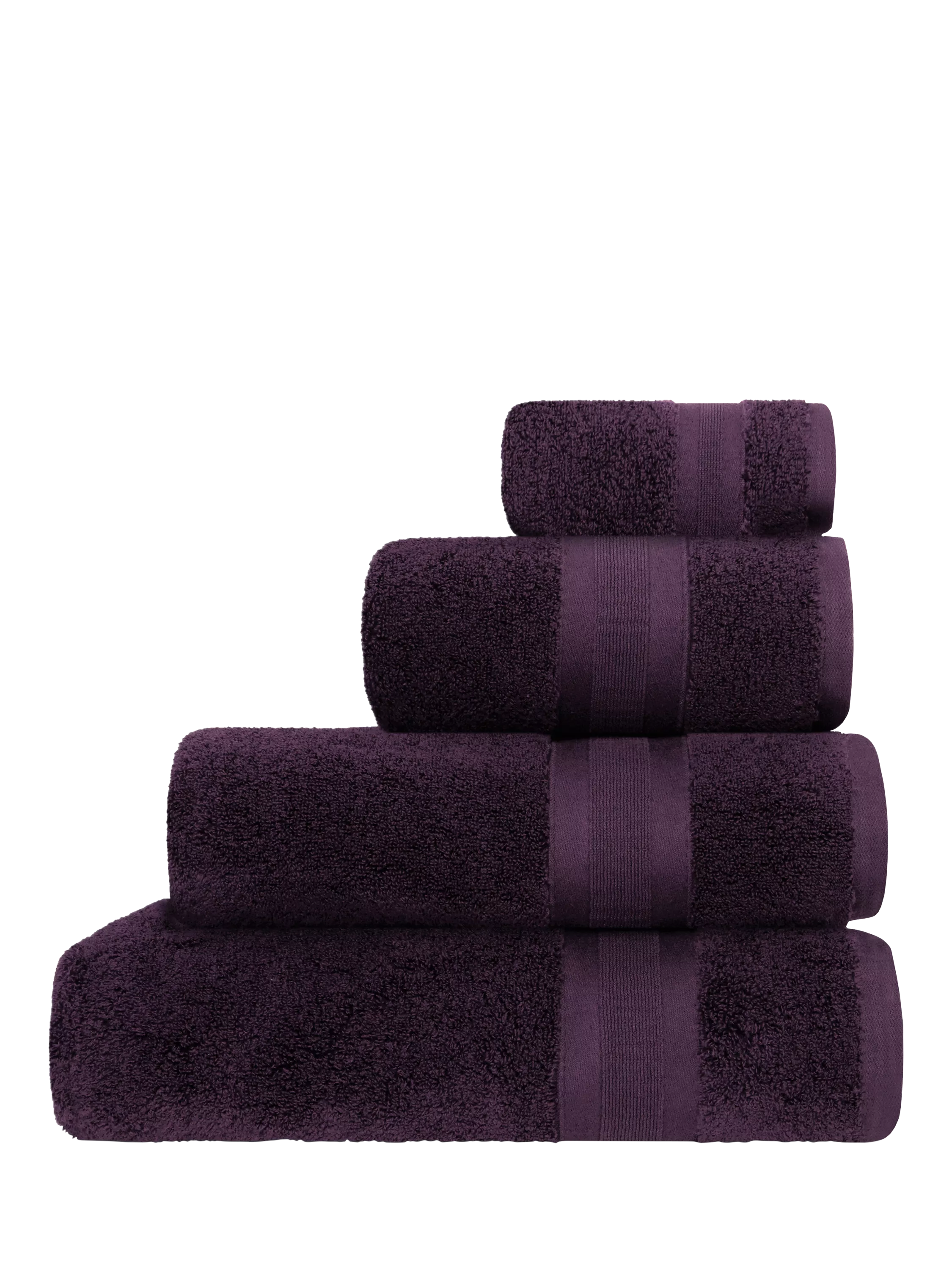 Jasper Conran London Zero Twist Cotton Fast Drying Towel, Aubergine, Face Cloth, Pair