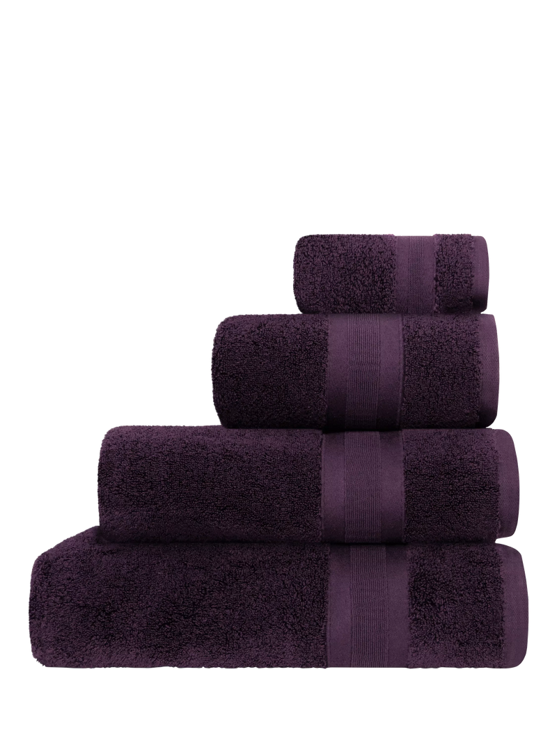 Jasper Conran London Zero Twist Cotton Fast Drying Towel, Aubergine, Face Cloth, Pair