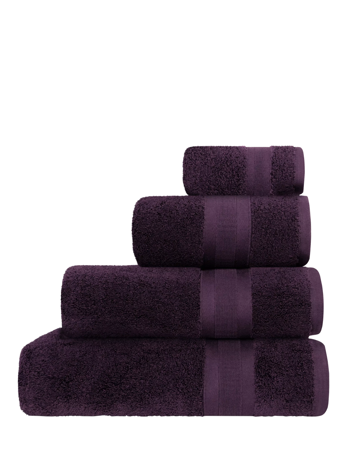 Jasper Conran London Zero Twist Cotton Fast Drying Towel, Aubergine, Face Cloth, Pair