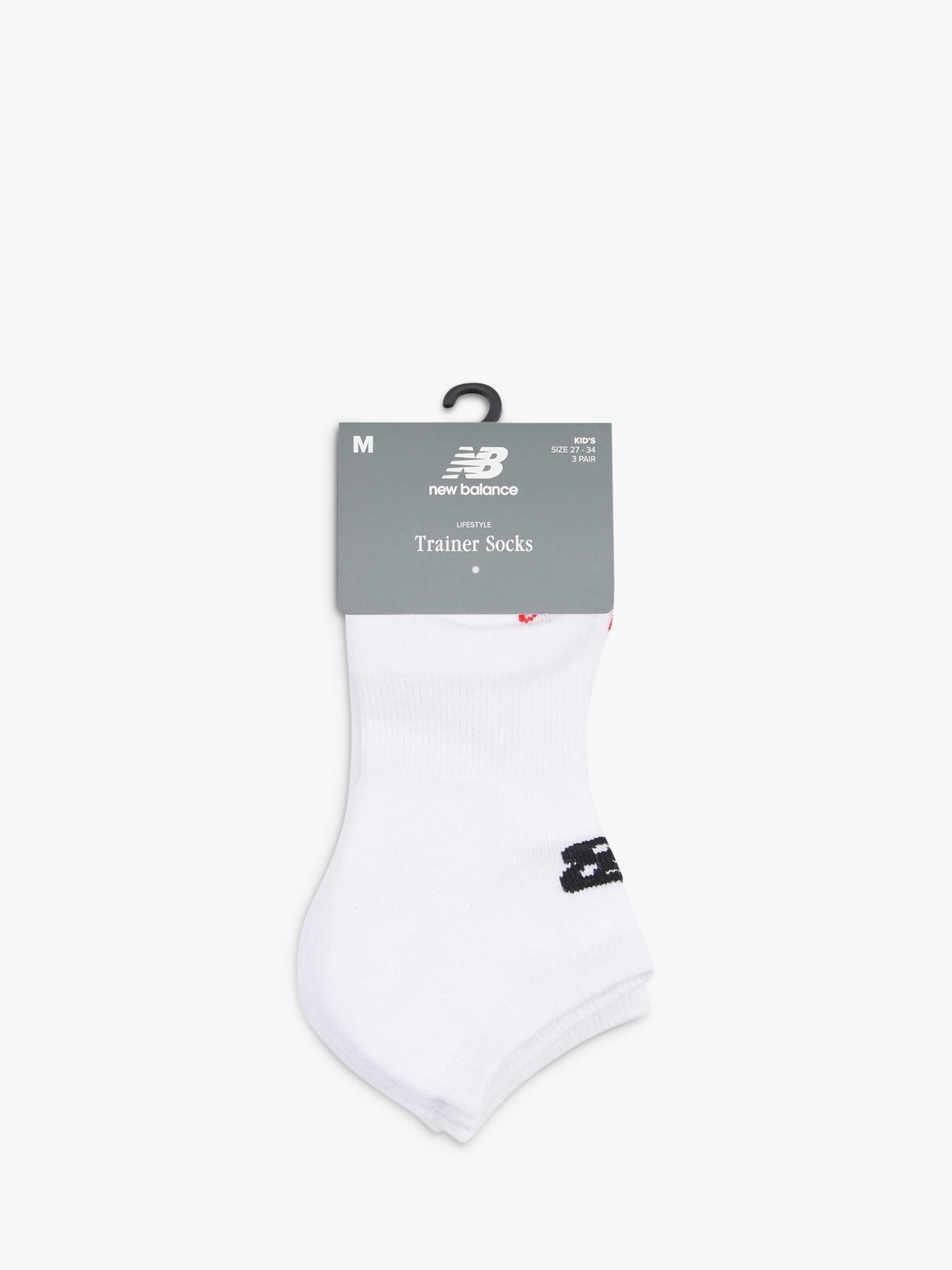 New Balance Kids' Trainer Socks Pack of 3 Bright White, UK version