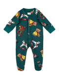 Chelsea Peers Baby Christmas Toys Print Sleepsuit, Green