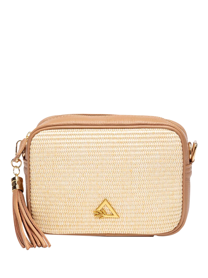 Hay Life straw camera bag natural brown crossbody, UK version