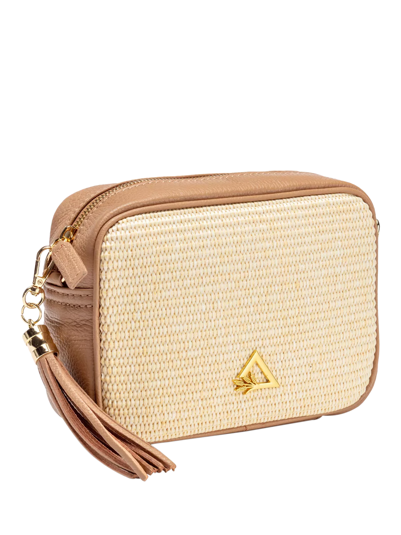 Hay Life straw camera bag natural brown crossbody, UK version