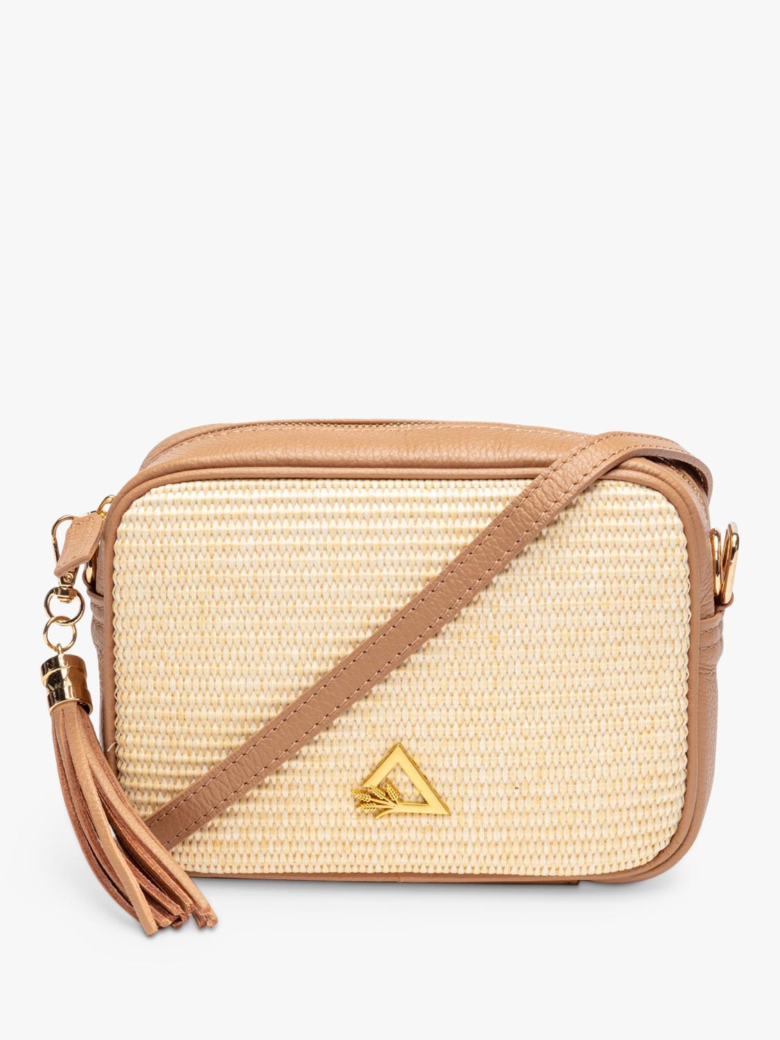 Hay Life straw camera bag natural brown crossbody, UK version