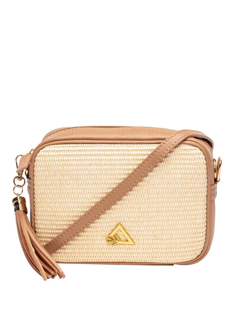Hay Life straw camera bag natural brown crossbody, UK version