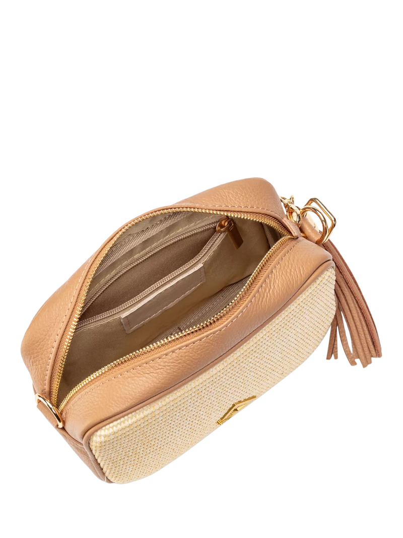 Hay Life straw camera bag natural brown crossbody, UK version