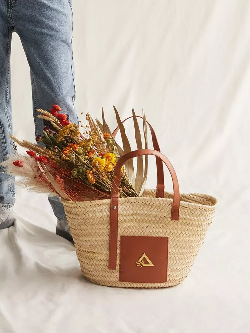 Hay Life straw tote bag natural palm grass, UK version