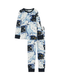 Polarn O. Pyret Kids' Nordic Winter Wonderland Print Pyjama Set, Blue