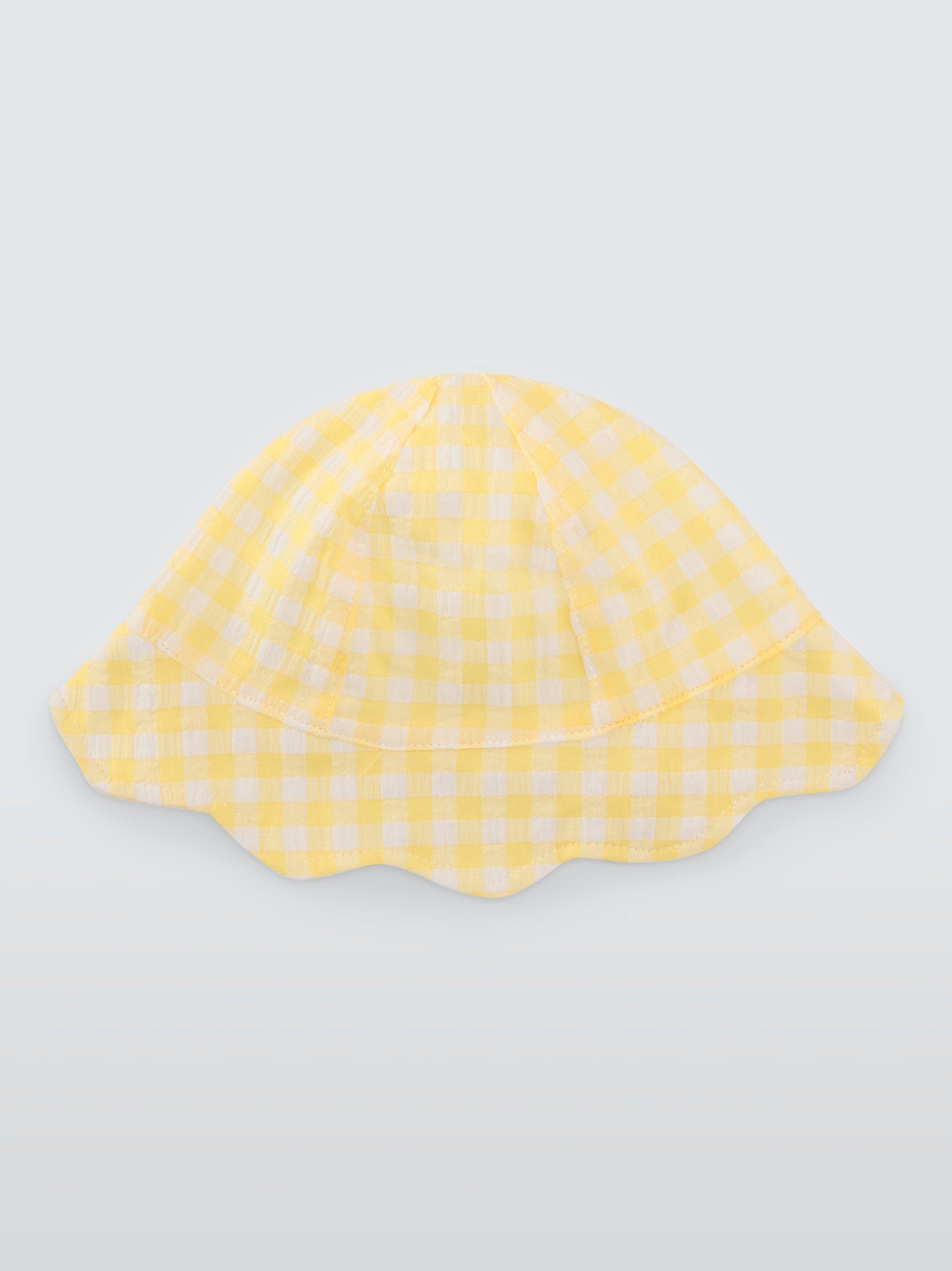 John Lewis baby sun hat yellow gingham sunflower - British product