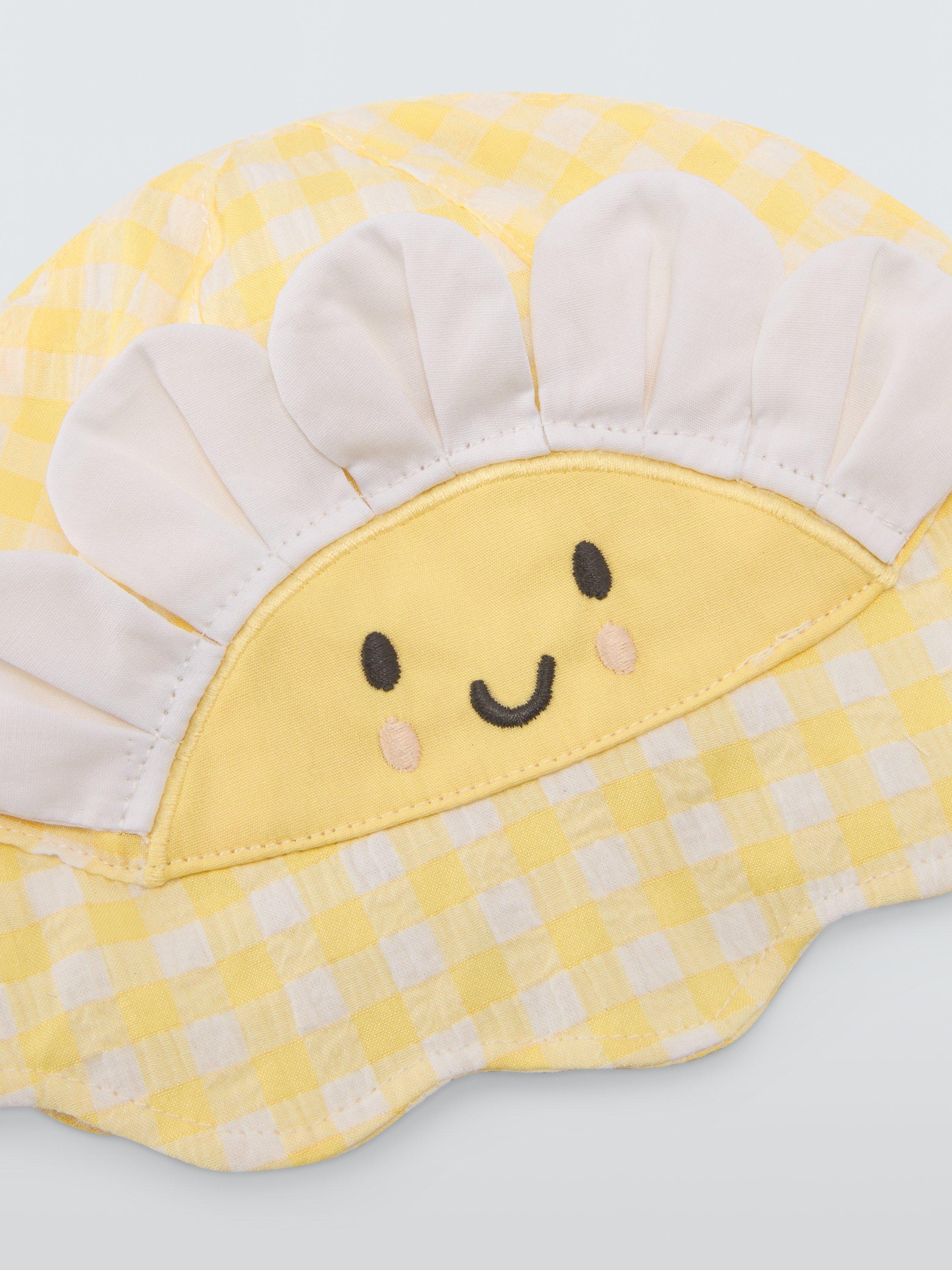 John Lewis baby sun hat yellow gingham sunflower - British product