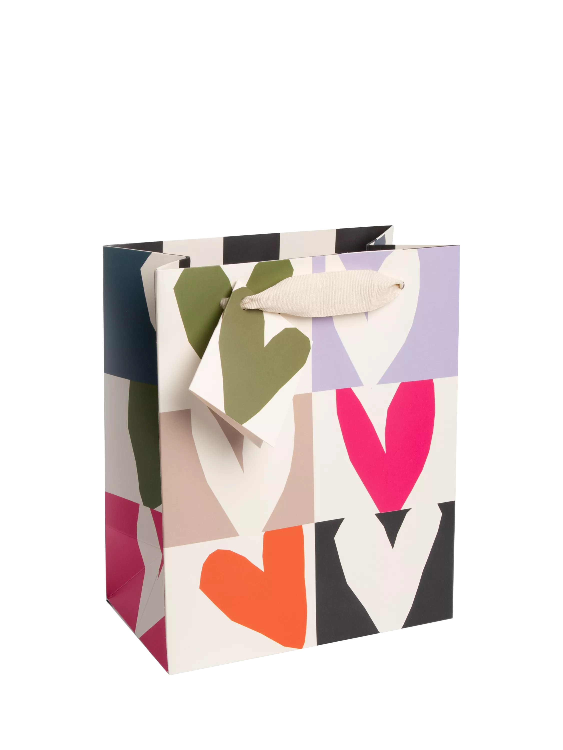 Caroline Gardner chequerboard heart gift bag with tag - British product