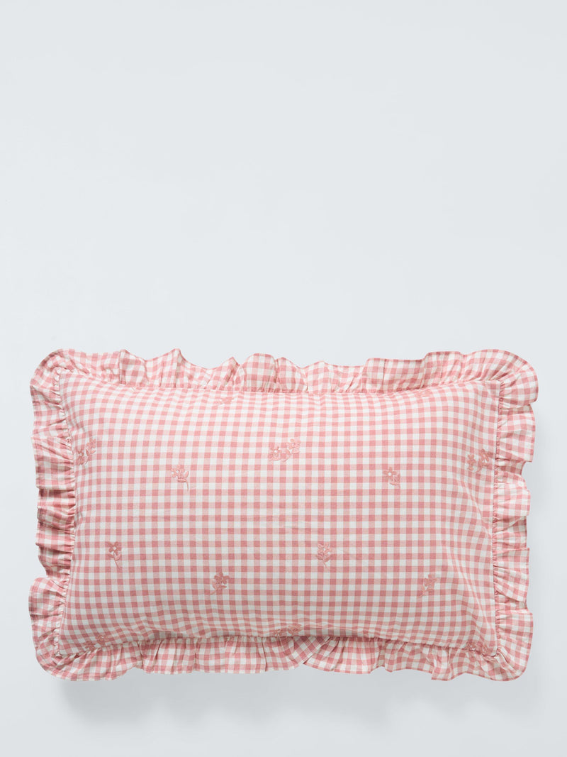 John Lewis gingham cotton duvet cover set pink, imported from the UK