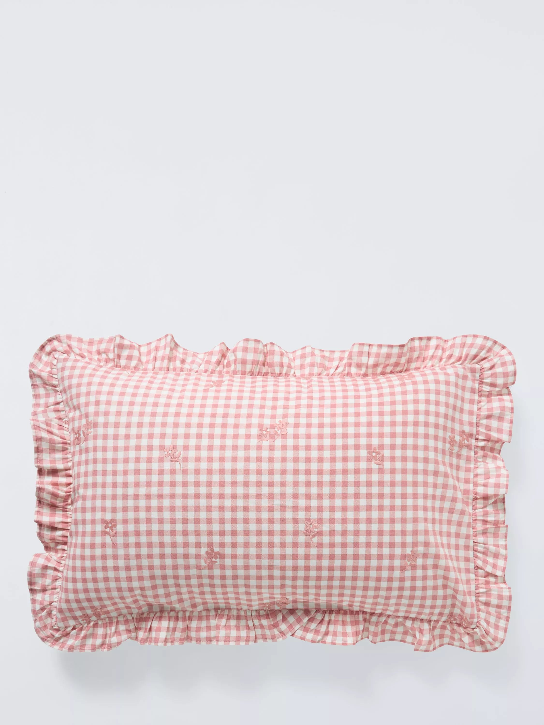 John Lewis gingham cotton duvet cover set pink, imported from the UK
