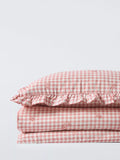 John Lewis gingham cotton duvet cover set pink, imported from the UK