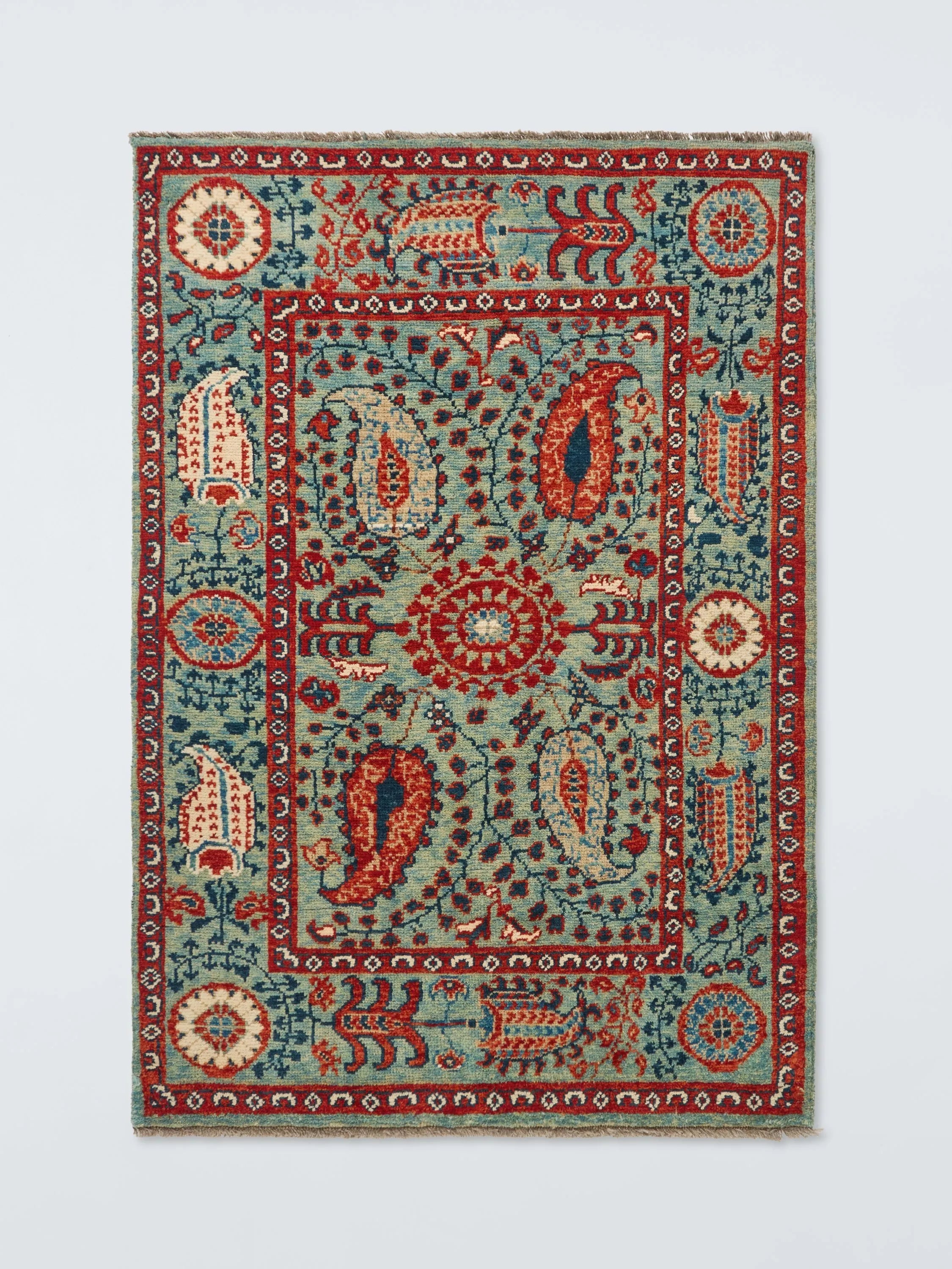 Gooch Luxury Suzani pure wool rug pink pale blue (British brand)