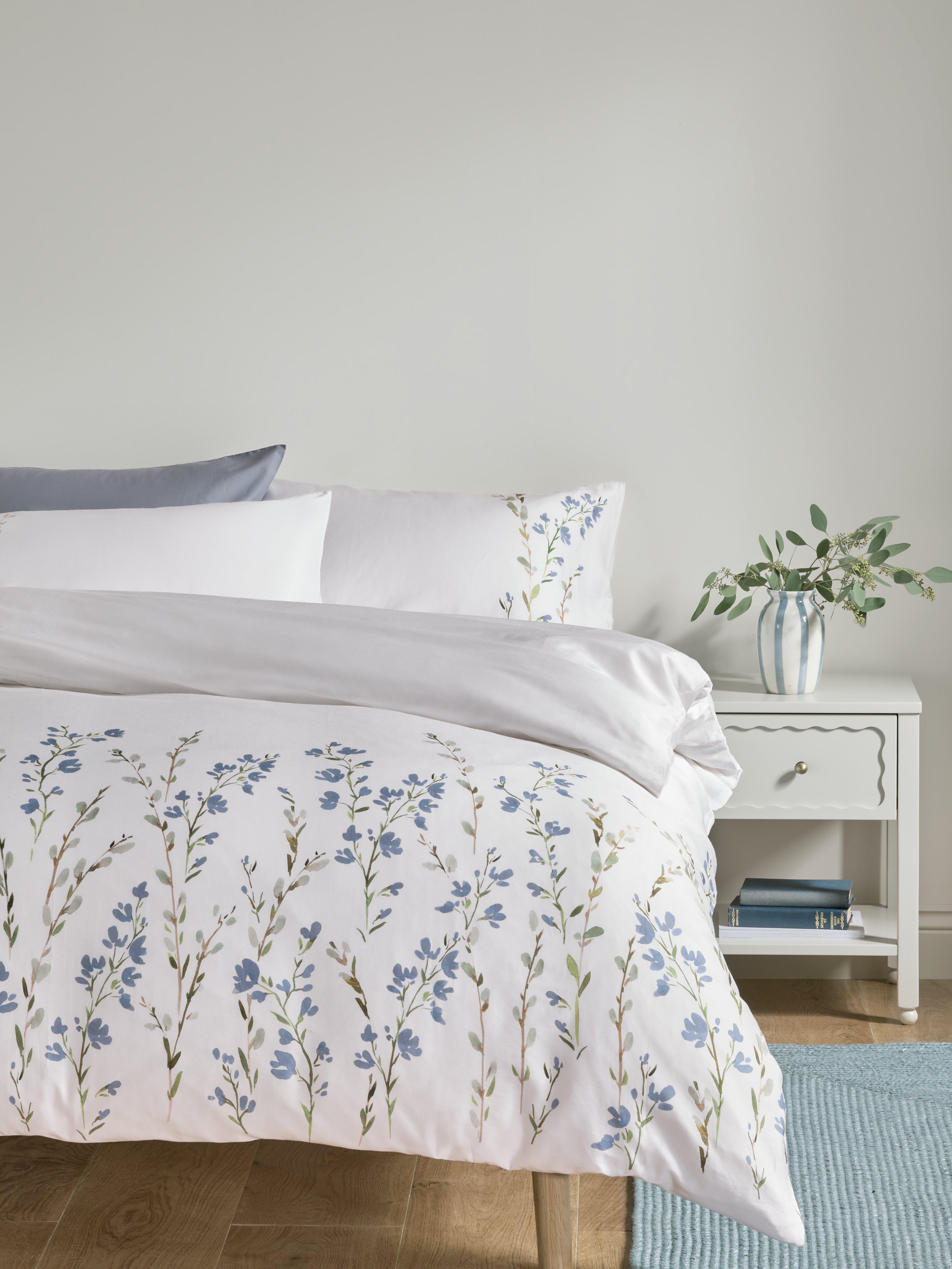 John Lewis cotton sateen duvet cover set floral border double (British brand)