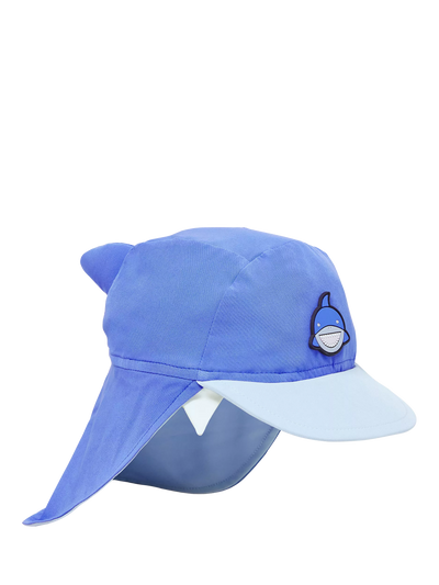 Kinder-Sonnenkappe mit Schirm und Nackenschutz in Blau