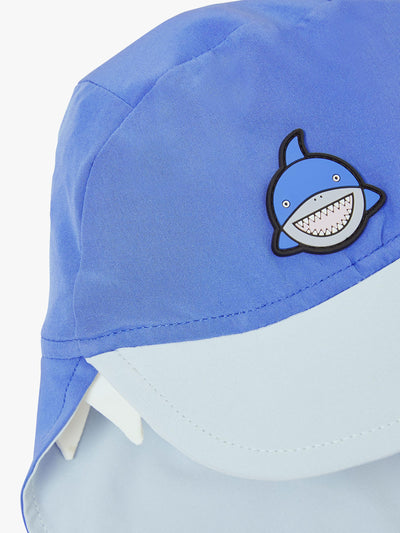 Kinder-Sonnenkappe mit Schirm und Nackenschutz in Blau