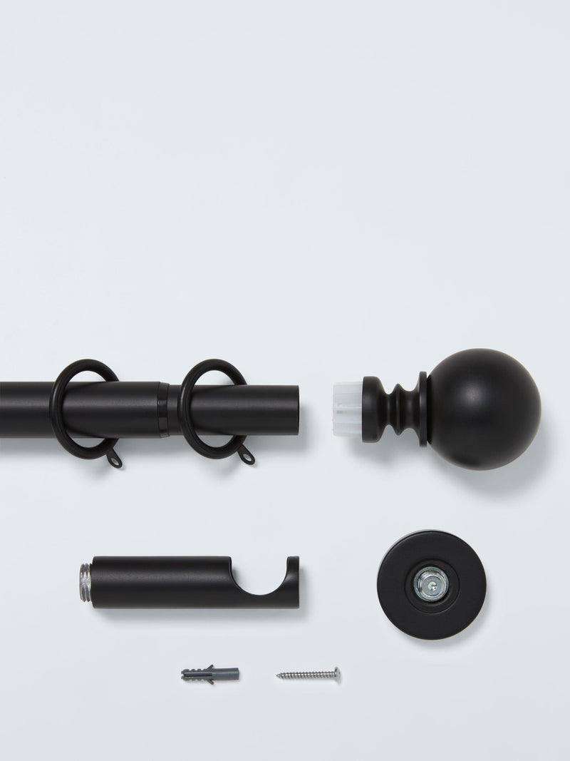 John Lewis extendable metal curtain pole kit with ball finial, 28mm diameter, UK version
